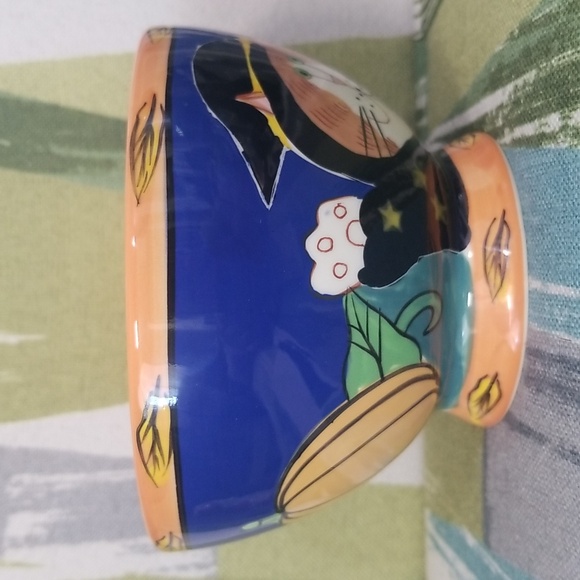 Catzilla Halloween Bowl Candace Reiter Wizard Cat Witchy Devil Hand Painted - Picture 6 of 13